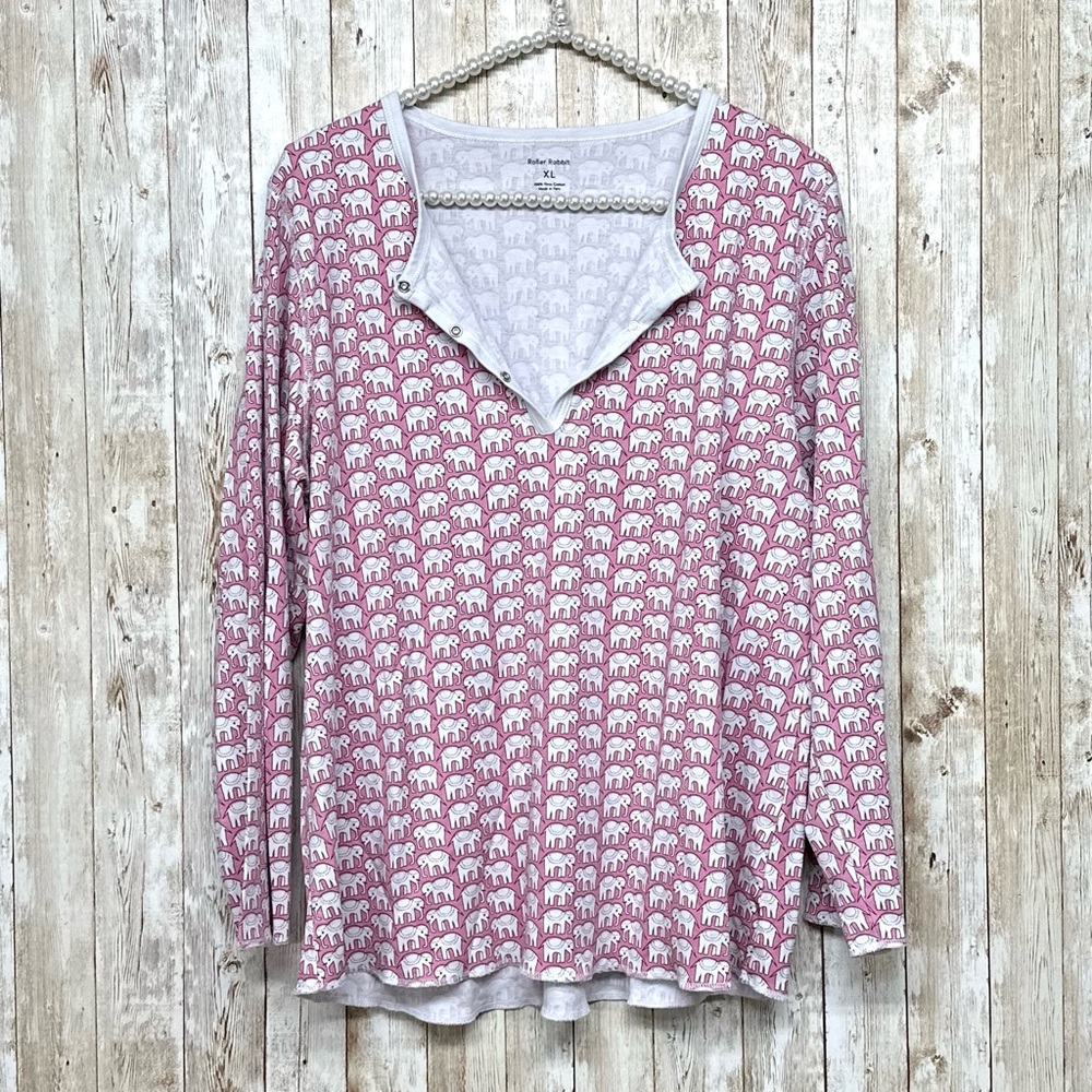 Roller Rabbit Pink Hathi Elephant Pajama Top [1057]